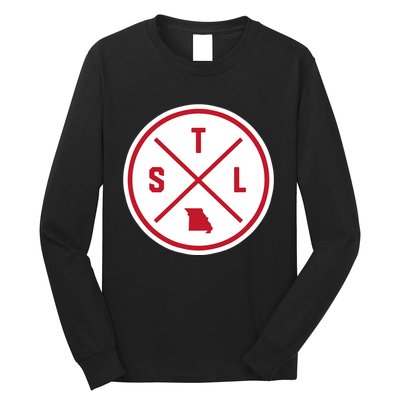 Classic St. Louis STL Circle Patch Red Design Long Sleeve Shirt