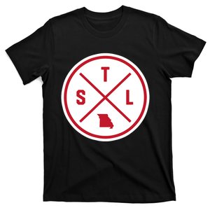 Classic St. Louis STL Circle Patch Red Design T-Shirt