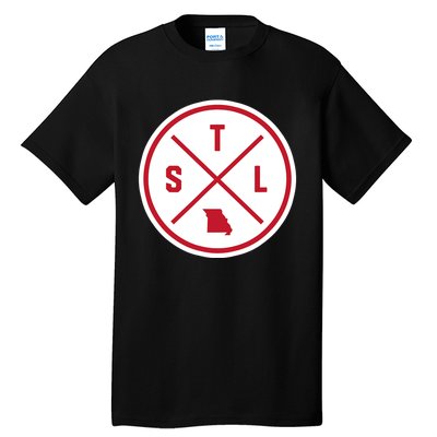 Classic St. Louis STL Circle Patch Red Design Tall T-Shirt