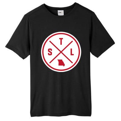 Classic St. Louis STL Circle Patch Red Design Tall Fusion ChromaSoft Performance T-Shirt