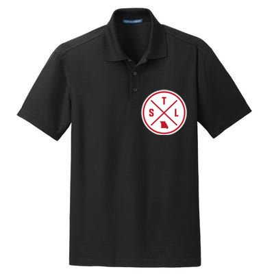 Classic St. Louis STL Circle Patch Red Design Dry Zone Grid Polo