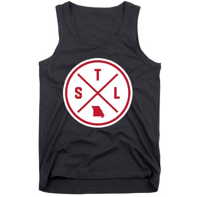 Classic St. Louis STL Circle Patch Red Design Tank Top