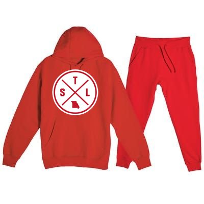 Classic St. Louis STL Circle Patch Red Design Premium Hooded Sweatsuit Set