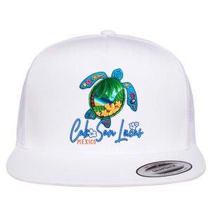 Cabo San Lucas Sea Turtle Mexico Vacation Family Trip Flat Bill Trucker Hat