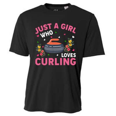 Curling Sports Lover Just A Who Loves Curling Funny Gift Cooling Performance Crew T-Shirt