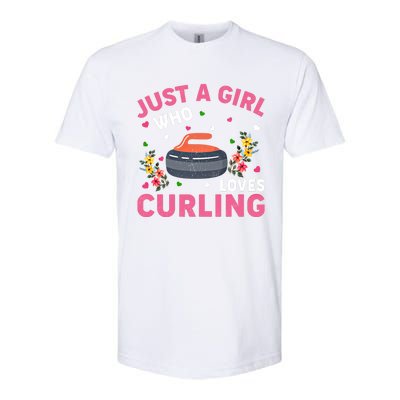 Curling Sports Lover Just A Who Loves Curling Funny Gift Softstyle® CVC T-Shirt