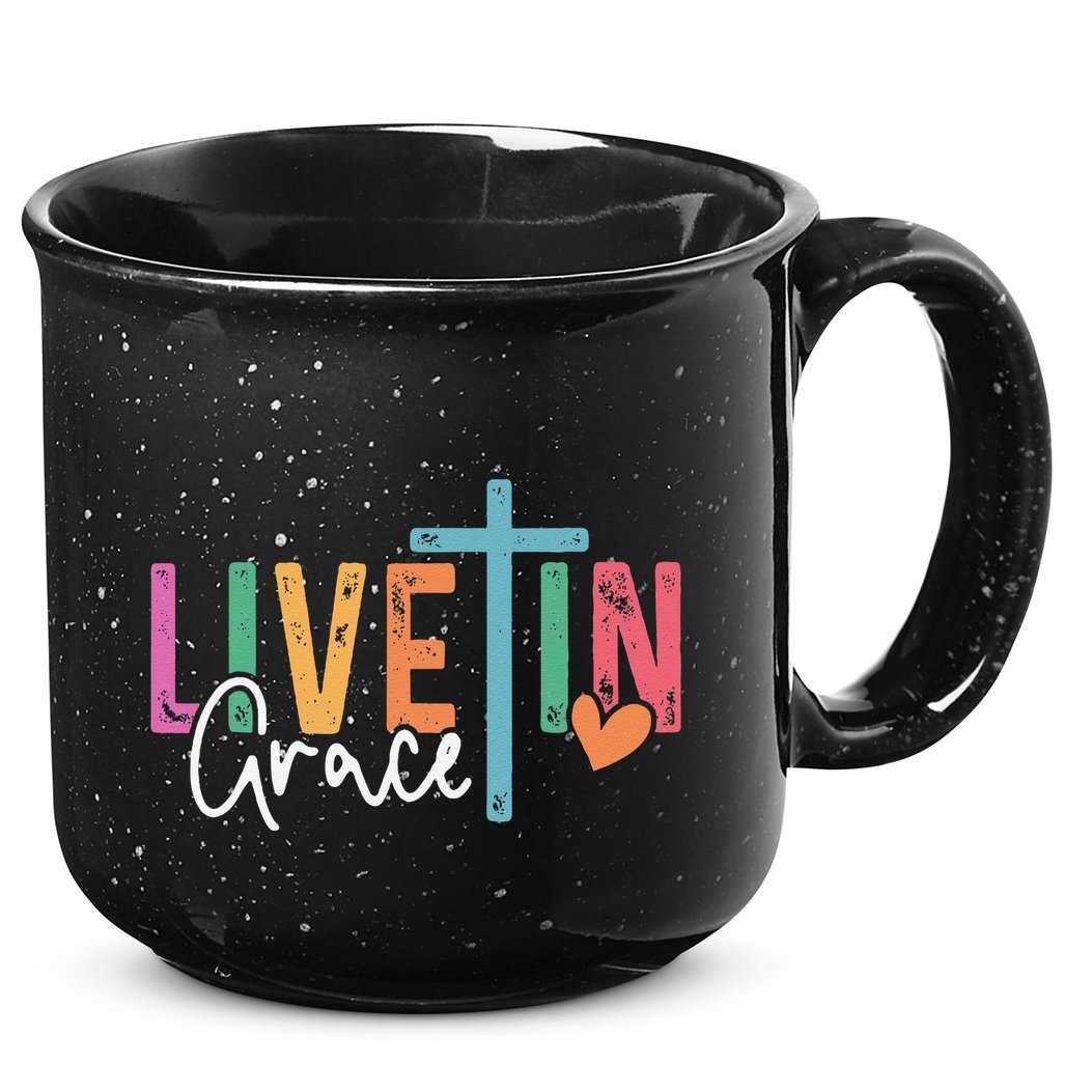 Christian Saying Live In Grace Jesus God Faith Bible 15oz Campfire Ceramic Mug