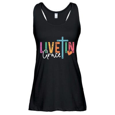 Christian Saying Live In Grace Jesus God Faith Bible Ladies Essential Flowy Tank