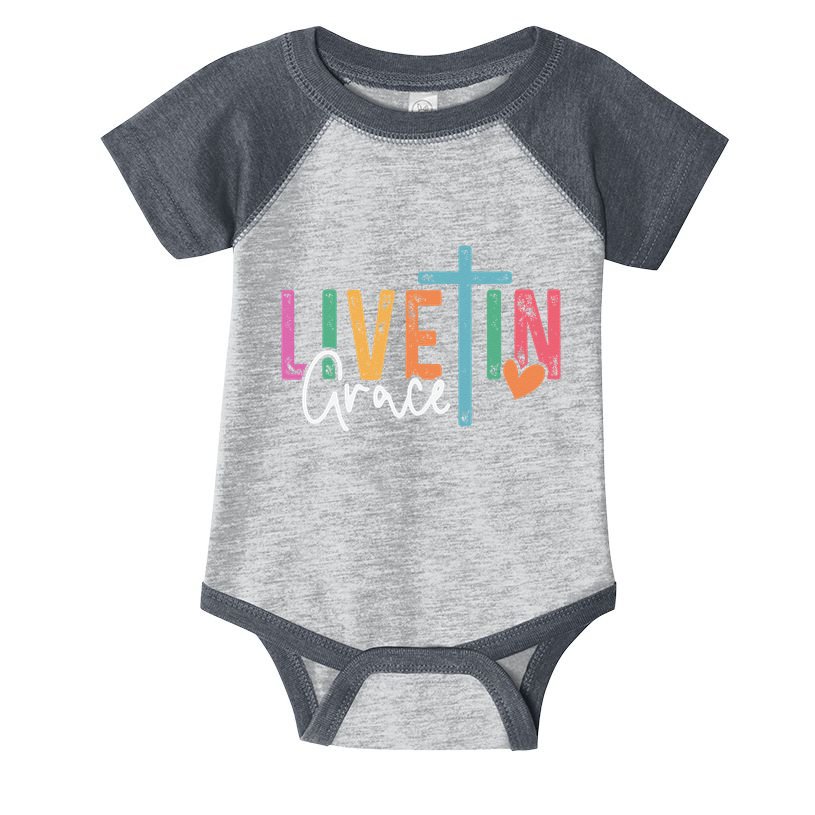 Christian Saying Live In Grace Jesus God Faith Bible Infant Baby Jersey Bodysuit