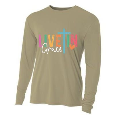 Christian Saying Live In Grace Jesus God Faith Bible Cooling Performance Long Sleeve Crew
