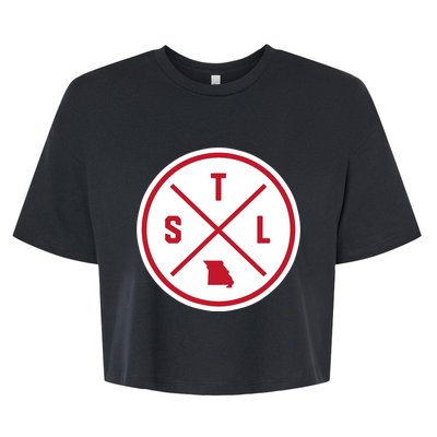 Classic St. Louis STL Circle Patch Red Design Bella+Canvas Jersey Crop Tee