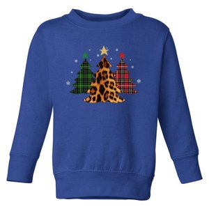 Christmas Santa Leopard Tree Buffalo Plaid Snowflakes Xmas Gift Toddler Sweatshirt