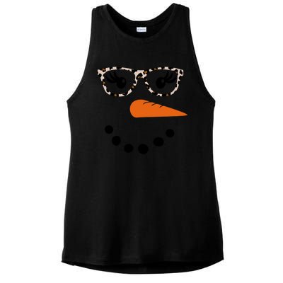 Cute Snowman Leopard Face Lady Ladies PosiCharge Tri-Blend Wicking Tank