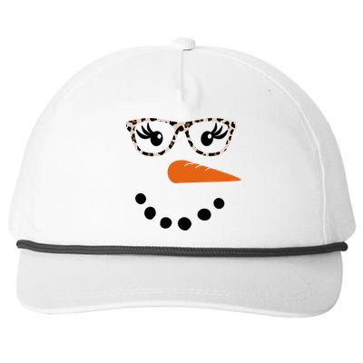 Cute Snowman Leopard Face Lady Snapback Five-Panel Rope Hat