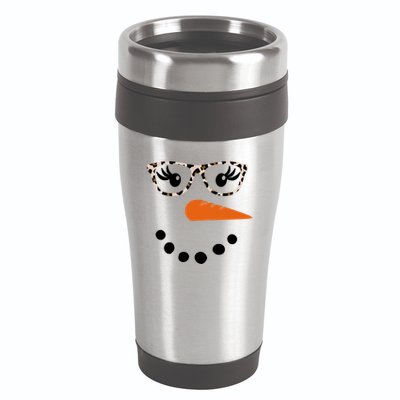 Cute Snowman Leopard Face Lady 16oz Travel Tumbler