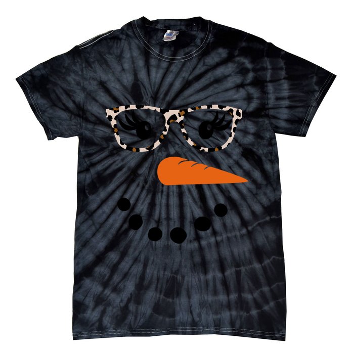 Cute Snowman Leopard Face Lady Tie-Dye T-Shirt