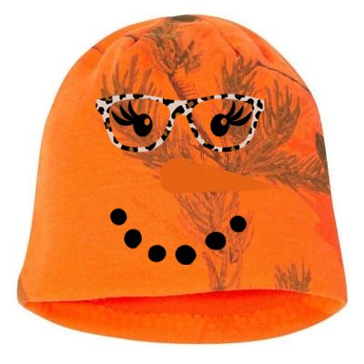 Cute Snowman Leopard Face Lady Kati - Camo Knit Beanie