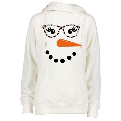 Cute Snowman Leopard Face Lady Womens Funnel Neck Pullover Hood