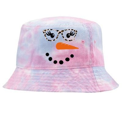 Cute Snowman Leopard Face Lady Tie-Dyed Bucket Hat