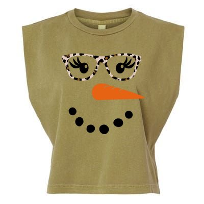 Cute Snowman Leopard Face Lady Garment-Dyed Women's Muscle Tee