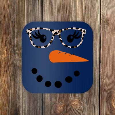 Cute Snowman Leopard Face Lady Coaster