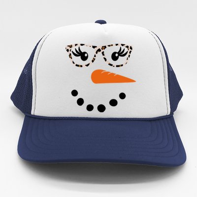 Cute Snowman Leopard Face Lady Trucker Hat