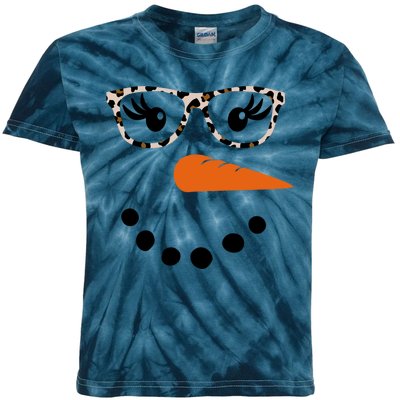 Cute Snowman Leopard Face Lady Kids Tie-Dye T-Shirt