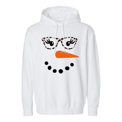 Cute Snowman Leopard Face Lady Garment-Dyed Fleece Hoodie