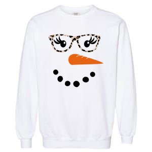 Cute Snowman Leopard Face Lady Garment-Dyed Sweatshirt