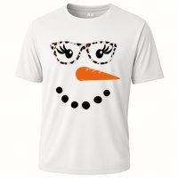 Cute Snowman Leopard Face Lady Cooling Performance Crew T-Shirt