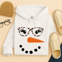 Cute Snowman Leopard Face Lady Hoodie