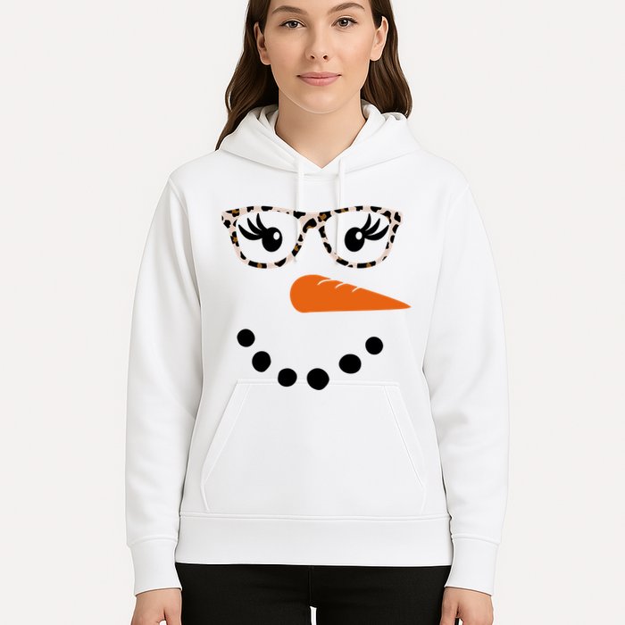 Cute Snowman Leopard Face Lady Hoodie