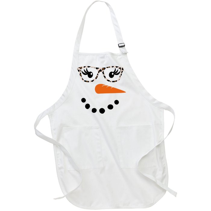 Cute Snowman Leopard Face Lady Full-Length Apron With Pockets