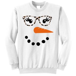 Cute Snowman Leopard Face Lady Sweatshirt