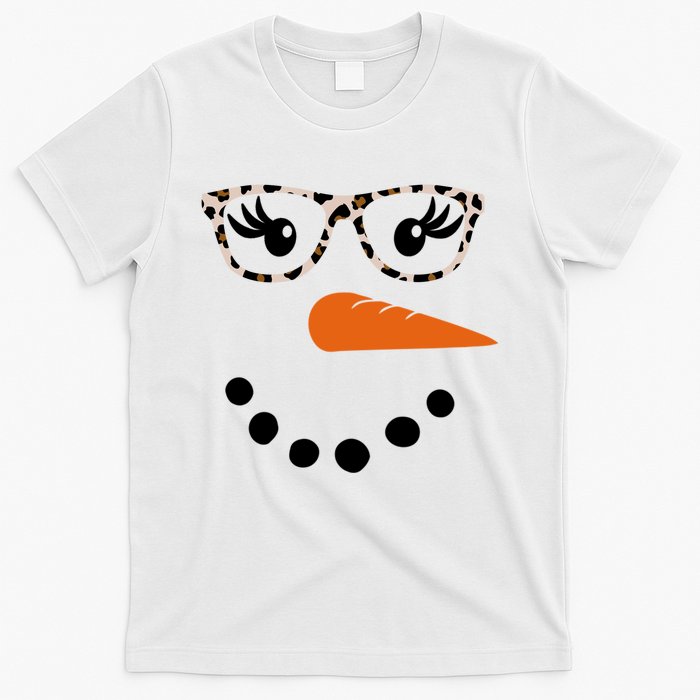 Cute Snowman Leopard Face Lady T-Shirt