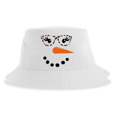 Cute Snowman Leopard Face Lady Sustainable Bucket Hat