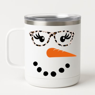 Cute Snowman Leopard Face Lady 12 oz Stainless Steel Tumbler Cup