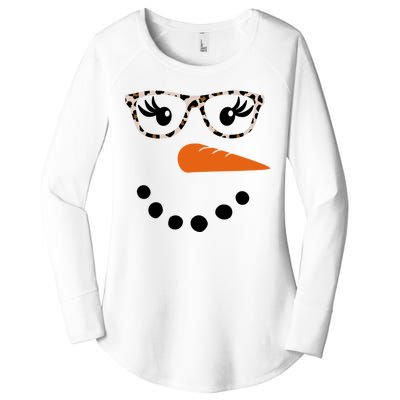 Cute Snowman Leopard Face Lady Women's Perfect Tri Tunic Long Sleeve Shirt