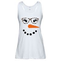 Cute Snowman Leopard Face Lady Ladies Essential Flowy Tank