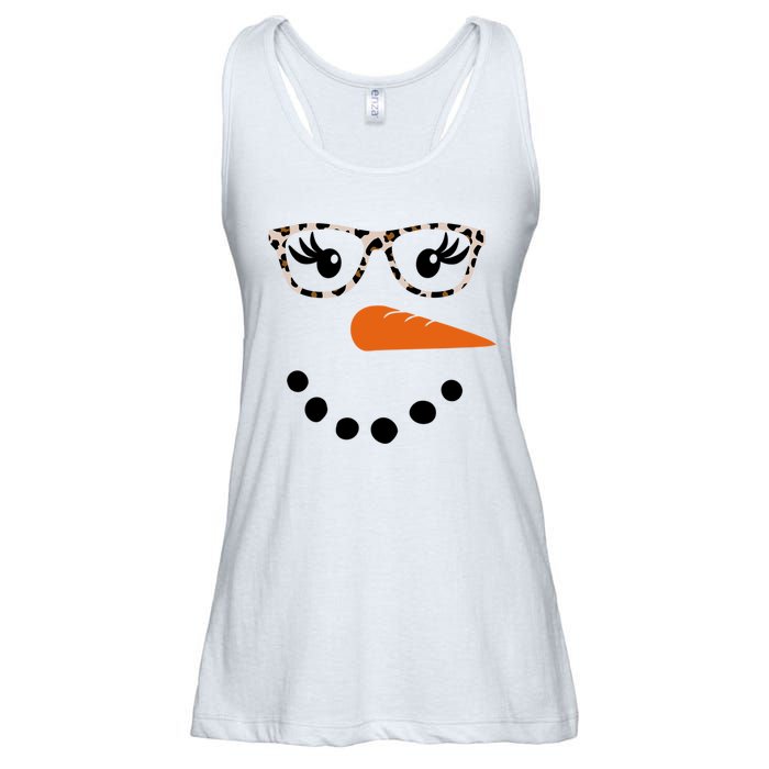 Cute Snowman Leopard Face Lady Ladies Essential Flowy Tank