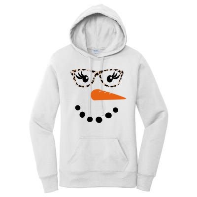 Cute Snowman Leopard Face Lady Women's Pullover Hoodie