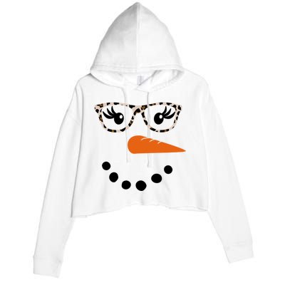 Cute Snowman Leopard Face Lady Crop Fleece Hoodie