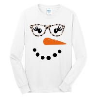 Cute Snowman Leopard Face Lady Tall Long Sleeve T-Shirt