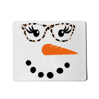 Cute Snowman Leopard Face Lady Mousepad