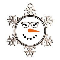 Cute Snowman Leopard Face Lady Metallic Star Ornament