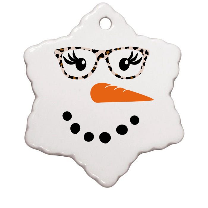 Cute Snowman Leopard Face Lady Ceramic Star Ornament