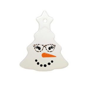 Cute Snowman Leopard Face Lady Ceramic Tree Ornament