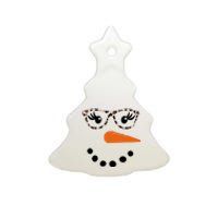 Cute Snowman Leopard Face Lady Ceramic Tree Ornament