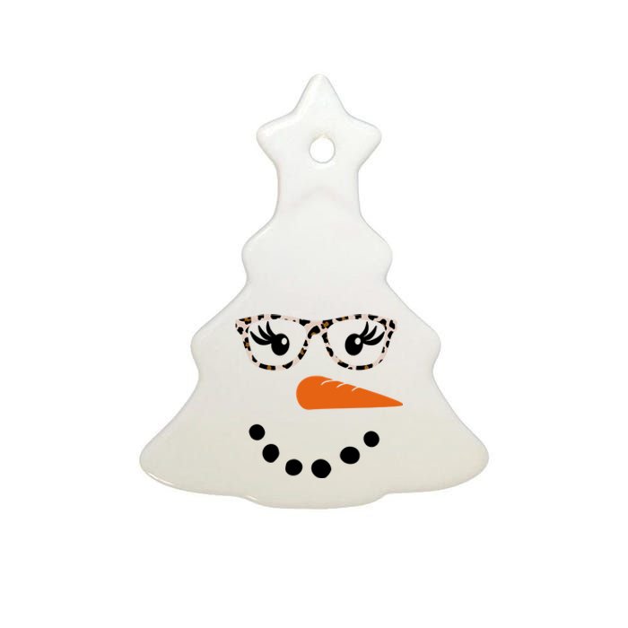 Cute Snowman Leopard Face Lady Ceramic Tree Ornament