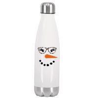 Cute Snowman Leopard Face Lady Stainless Steel Insulated Water Bottle